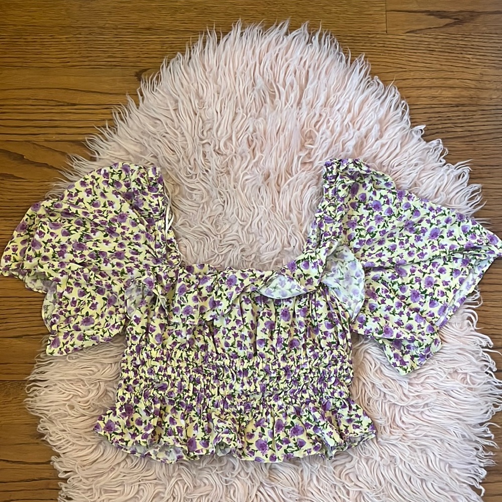 Zara size small floral crop blouse